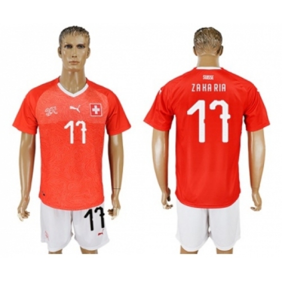 Switzerland #17 Zakaria Red Home Soccer Country Jersey