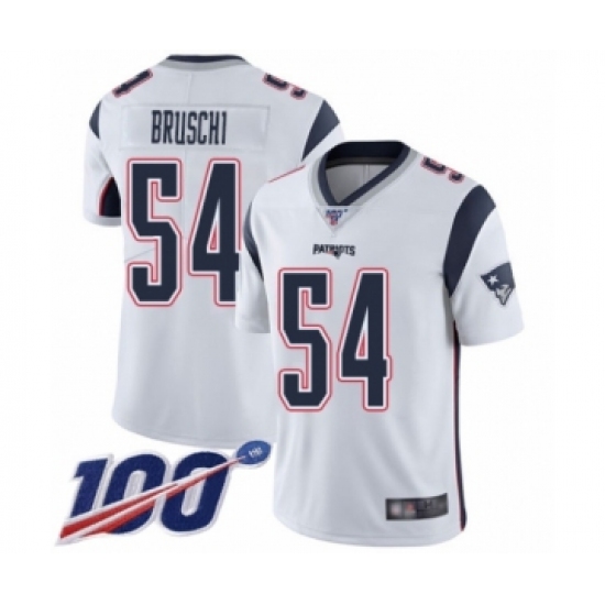 Men's New England Patriots #54 Tedy Bruschi White Vapor Untouchable Limited Player 100th Season Football Jersey - Ujersey