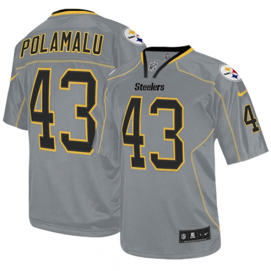 Youth Nike Pittsburgh Steelers #43 Troy Polamalu Elite Lights Out Grey NFL Jersey - Ujersey