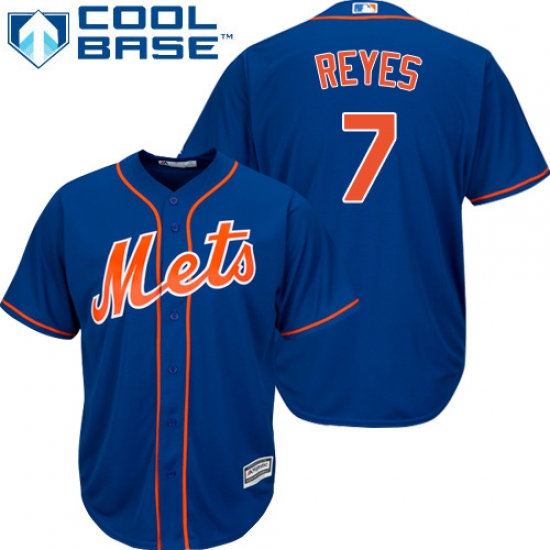 Youth Majestic New York Mets #7 Jose Reyes Authentic Royal Blue Alternate Home Cool Base MLB Jersey - Ujersey
