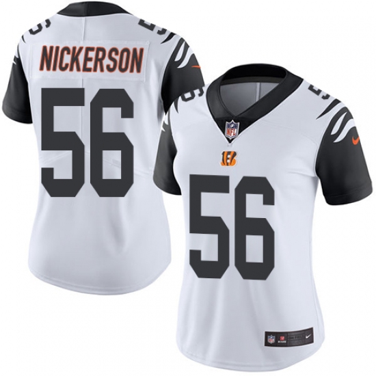 Women's Nike Cincinnati Bengals #56 Hardy Nickerson Limited White Rush Vapor Untouchable NFL Jersey - Ujersey