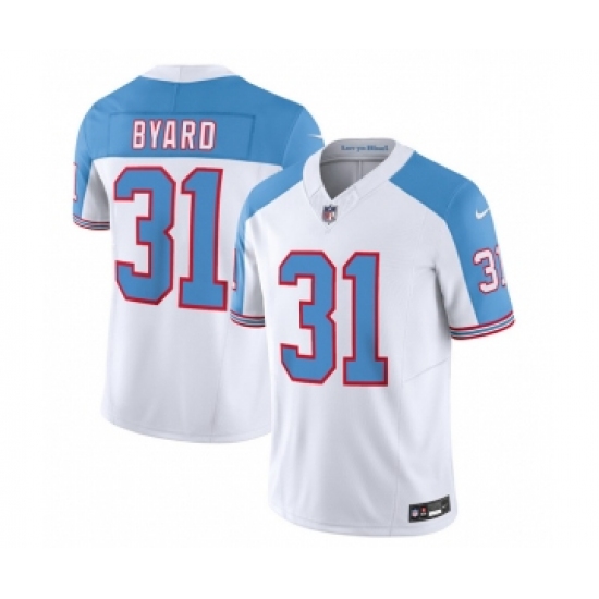 Men's Nike Tennessee Titans #31 Kevin Byard White Blue 2023 F.U.S.E. Vapor Limited Throwback Football Stitched Jersey - Ujersey