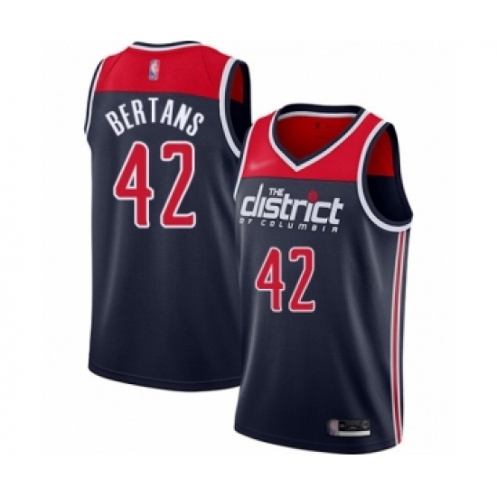 Men's Washington Wizards #42 Davis Bertans Authentic Navy Blue Finished Basketball Jersey - Statement Edition - Ujersey