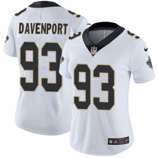 Women's Nike New Orleans Saints #93 Marcus Davenport White Vapor Untouchable Limited Player NFL Jersey - Ujersey