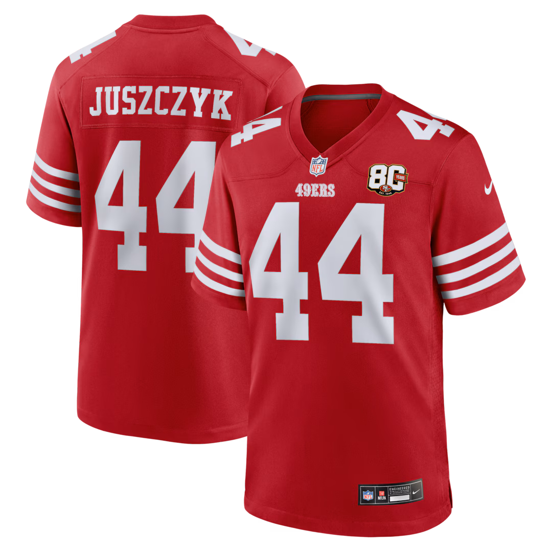 Men's San Francisco 49ers Kyle Juszczyk Nike Scarlet 80th Anniversary Game Jersey