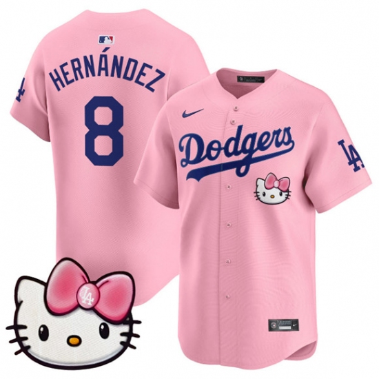 Men's Los Angeles Dodgers #8 Enrique Hernandez Pink 2025 Hello Kitty Vapor Limited Stitched Baseball Jersey - Ujersey