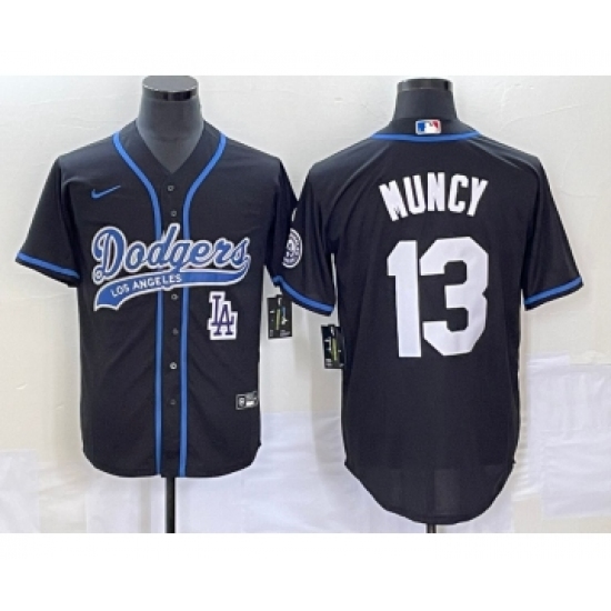 Men's Los Angeles Dodgers #13 Max Muncy Black Cool Base Stitched Baseball Jersey - Ujersey