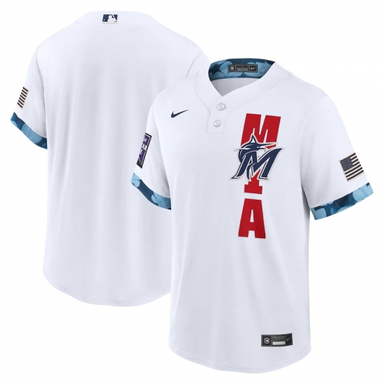 Men's Miami Marlins Blank Nike White 2021 MLB All-Star Game Replica Jersey - Ujersey