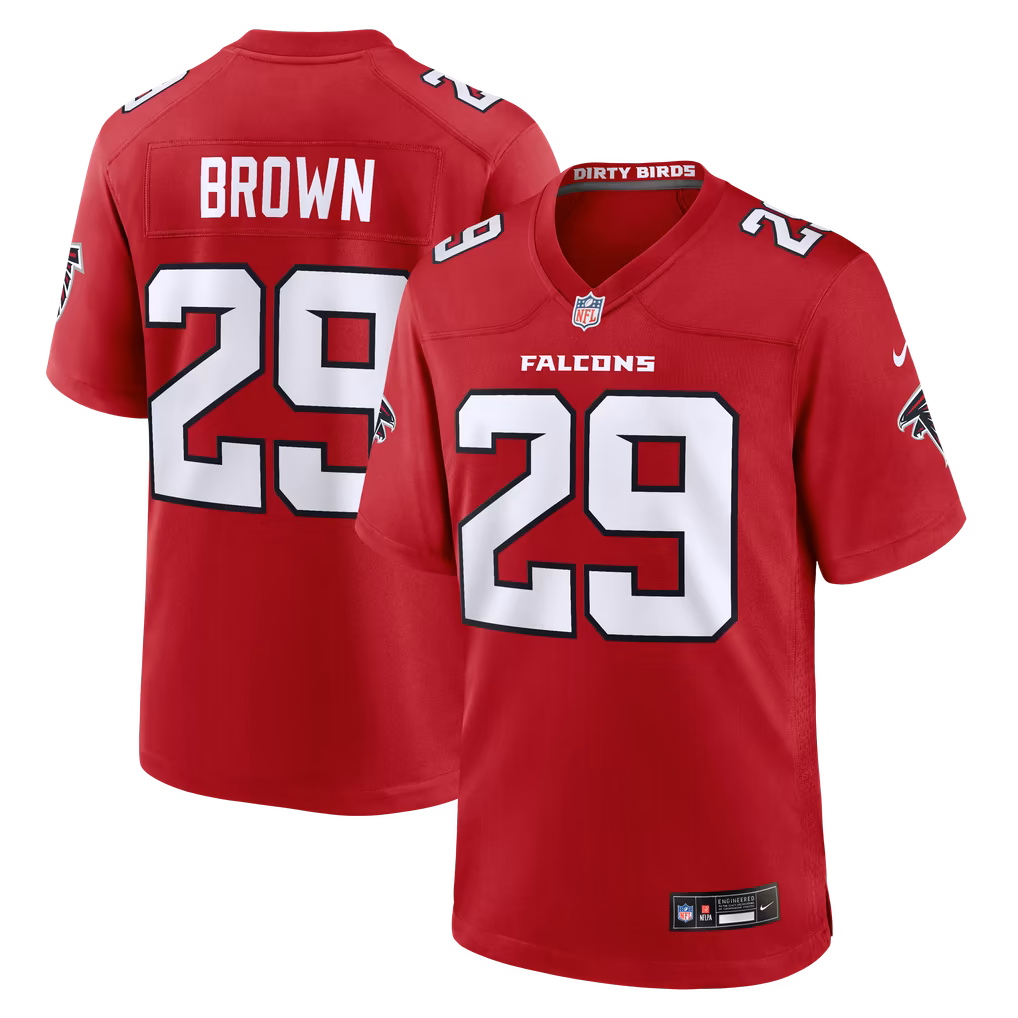 Men's Atlanta Falcons Sydney Brown Nike Red Team Game Jersey - SUjersey01