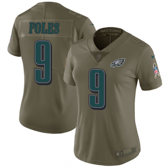 Women's Nike Philadelphia Eagles #9 Nick Foles Limited Olive 2017 Salute to Service NFL Jersey - Ujersey