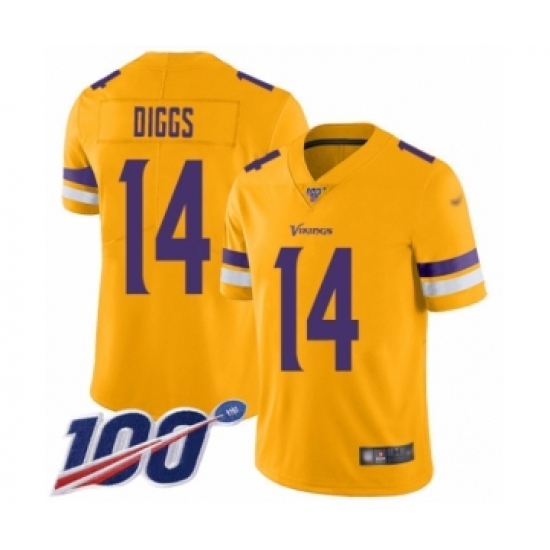 Youth Minnesota Vikings #14 Stefon Diggs Limited Gold Inverted Legend 100th Season Football Jersey - Ujersey