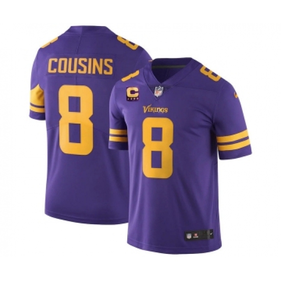 Men's Minnesota Vikings 2022 #8 Kirk Cousins Purple With 4-Star C Patch Rush Limited Stitched NFL Jersey - Ujersey