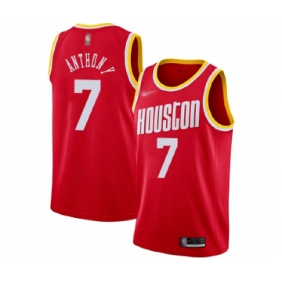 Men's Houston Rockets #7 Carmelo Anthony Authentic Red Hardwood Classics Finished Basketball Jersey - Ujersey