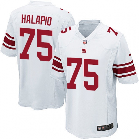 Men's Nike New York Giants #75 Jon Halapio Game White NFL Jersey - Ujersey