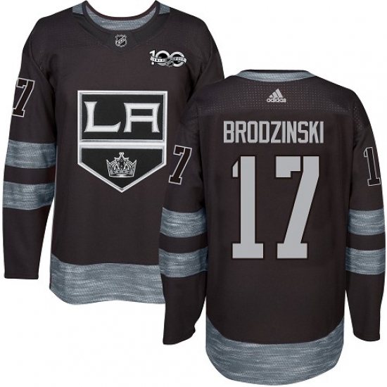 Men's Adidas Los Angeles Kings #17 Jonny Brodzinski Authentic Black 1917-2017 100th Anniversary NHL Jersey - Ujersey