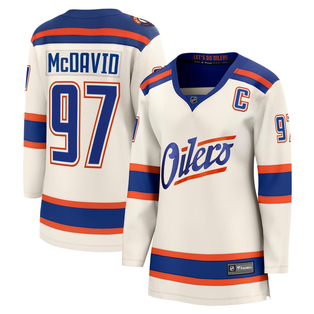 Women's Edmonton Oilers Connor McDavid Fanatics Light Beige Alternate Breakaway Jersey - Ujersey