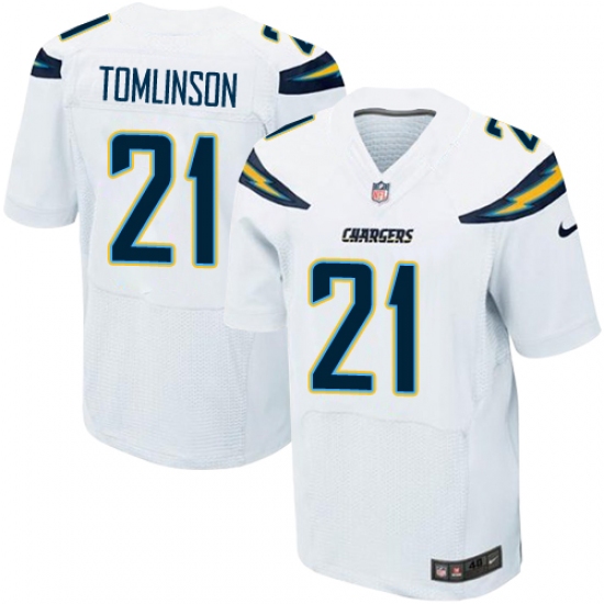 Men's Nike Los Angeles Chargers #21 LaDainian Tomlinson Elite White NFL Jersey - Ujersey
