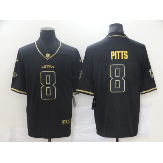 Men's Atlanta Falcons #8 Kyle Pitts Nike Black Gold 2021 Draft First Round Pick Limited Jersey - Ujersey