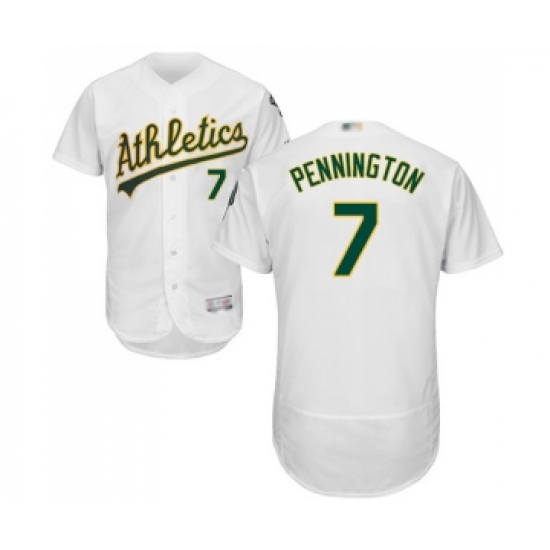 Men's Oakland Athletics #7 Cliff Pennington White Home Flex Base Authentic Collection Baseball Jersey - Ujersey