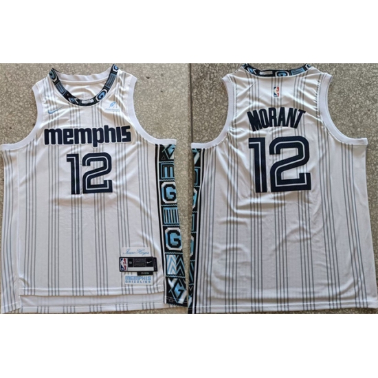 Men's Memphis Grizzlies #12 Ja Morant White 2025-26 City Edition Edition Stitched Basketball Jersey - Ujersey
