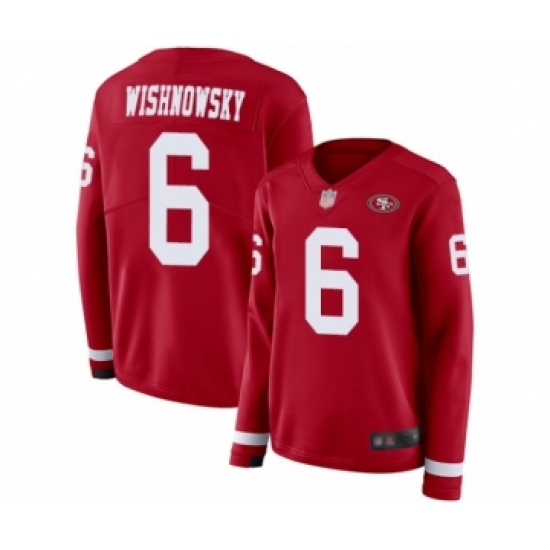 Women's San Francisco 49ers #6 Mitch Wishnowsky Limited Red Therma Long Sleeve Football Jersey - Ujersey