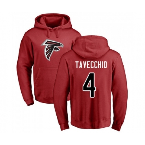 Football Atlanta Falcons #4 Giorgio Tavecchio Red Name & Number Logo Pullover Hoodie - Ujersey NHL
