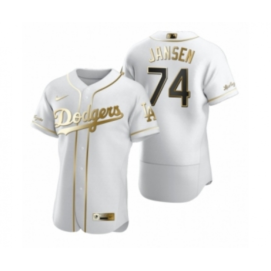 Men's Los Angeles Dodgers #74 Kenley Jansen Nike White Authentic Golden Edition Jersey - Ujersey