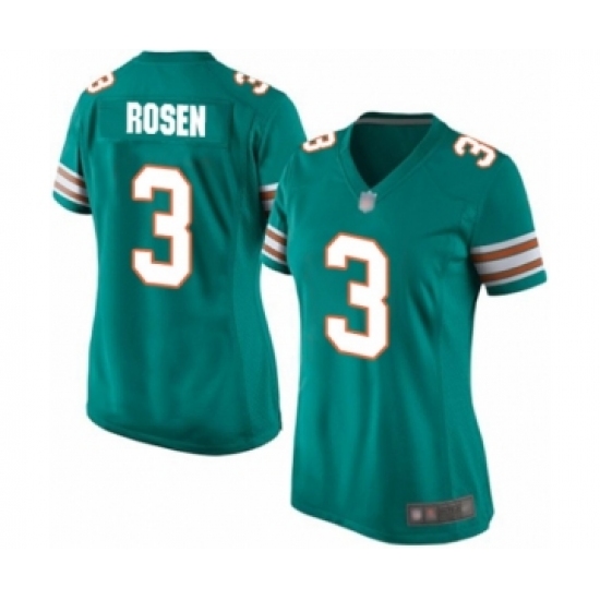 Women's Miami Dolphins #3 Josh Rosen Game Aqua Green Alternate Football Jersey - Ujersey