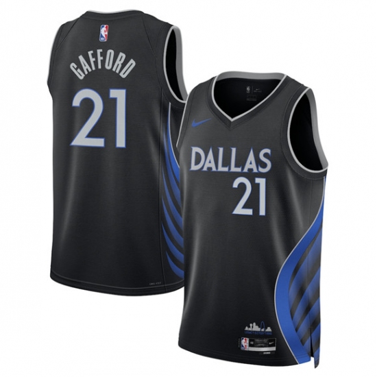 Men's Dallas Mavericks #21 Daniel Gafford Black 2025-26 City Edition Stitched Basketball Jersey - Ujersey