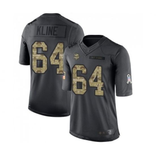 Youth Minnesota Vikings #64 Josh Kline Limited Black 2016 Salute to Service Football Jersey - Ujersey