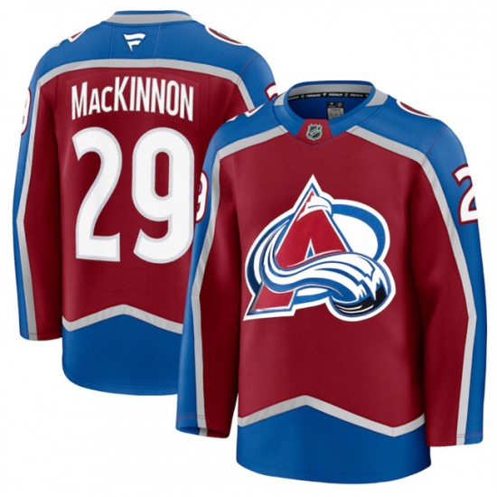 Men's Colorado Avalanche #29 Nathan MacKinnon Burgundy 2024-25 Home Stitched Jersey - Ujersey