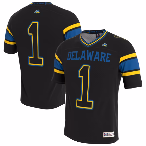 Youth GameDay Greats Delaware Fightin' Blue Hens Lightweight Collegiate Football Blackout Fashion Jersey - SUjersey01
