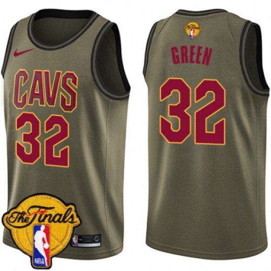 Youth Nike Cleveland Cavaliers #32 Jeff Green Swingman Green Salute to Service 2018 NBA Finals Bound NBA Jersey - Ujersey