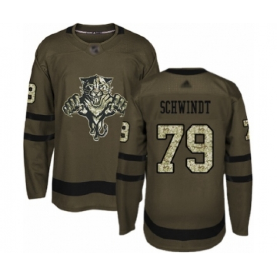 Men's Florida Panthers #79 Cole Schwindt Authentic Green Salute to Service Hockey Jersey - Ujersey