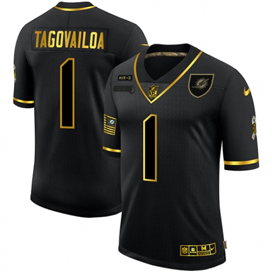 Men's Miami Dolphins #1 Tua Tagovailoa Olive Gold Nike 2020 Salute To Service Limited Jersey - Ujersey
