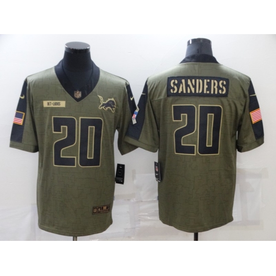 Men's Detroit Lions #20 Barry Sanders Nike Olive 2021 Salute To Service Limited Player Jersey - Ujersey
