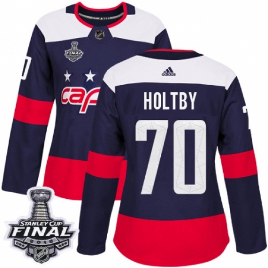 Women's Adidas Washington Capitals #70 Braden Holtby Authentic Navy Blue 2018 Stadium Series 2018 Stanley Cup Final NHL Jersey - Ujersey