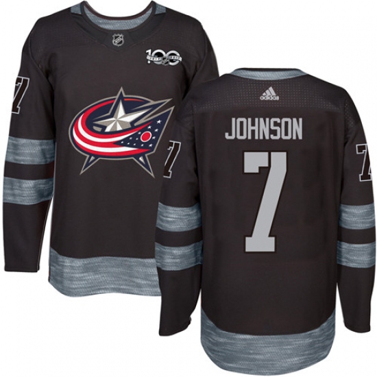 Men's Adidas Columbus Blue Jackets #7 Jack Johnson Premier Black 1917-2017 100th Anniversary NHL Jersey - Ujersey