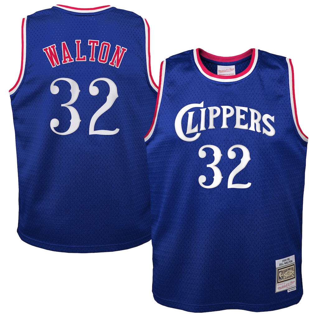 Youth LA Clippers Bill Walton Mitchell & Ness Royal 1984/85 Hardwood Classics Swingman Jersey - Vujersey Los Angeles Rams