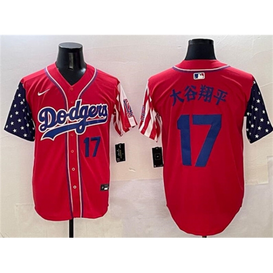 Men's Los Angeles Dodgers #17 大谷翔平 Red Limited Stitched Baseball Jersey - Ujersey
