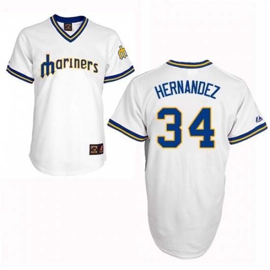 Men's Majestic Seattle Mariners #34 Felix Hernandez Replica White Cooperstown MLB Jersey - Ujersey