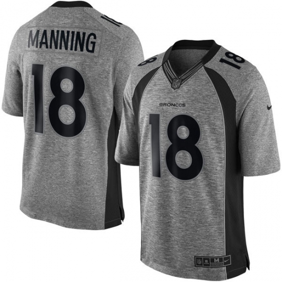 Men's Nike Denver Broncos #18 Peyton Manning Limited Gray Gridiron NFL Jersey - Ujersey