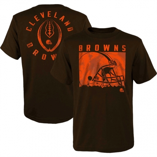Men's Cleveland Browns Brown Preschool Liquid Camo Logo T Shirt - Ujersey