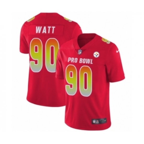 Men's Pittsburgh Steelers #90 T. J. Watt Limited Red AFC 2019 Pro Bowl Football Jersey - Ujersey