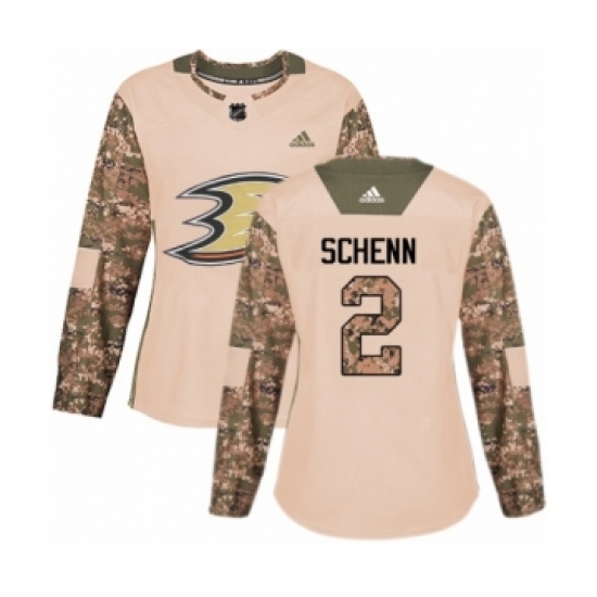 Women's Adidas Anaheim Ducks #2 Luke Schenn Authentic Camo Veterans Day Practice NHL Jersey - Ujersey