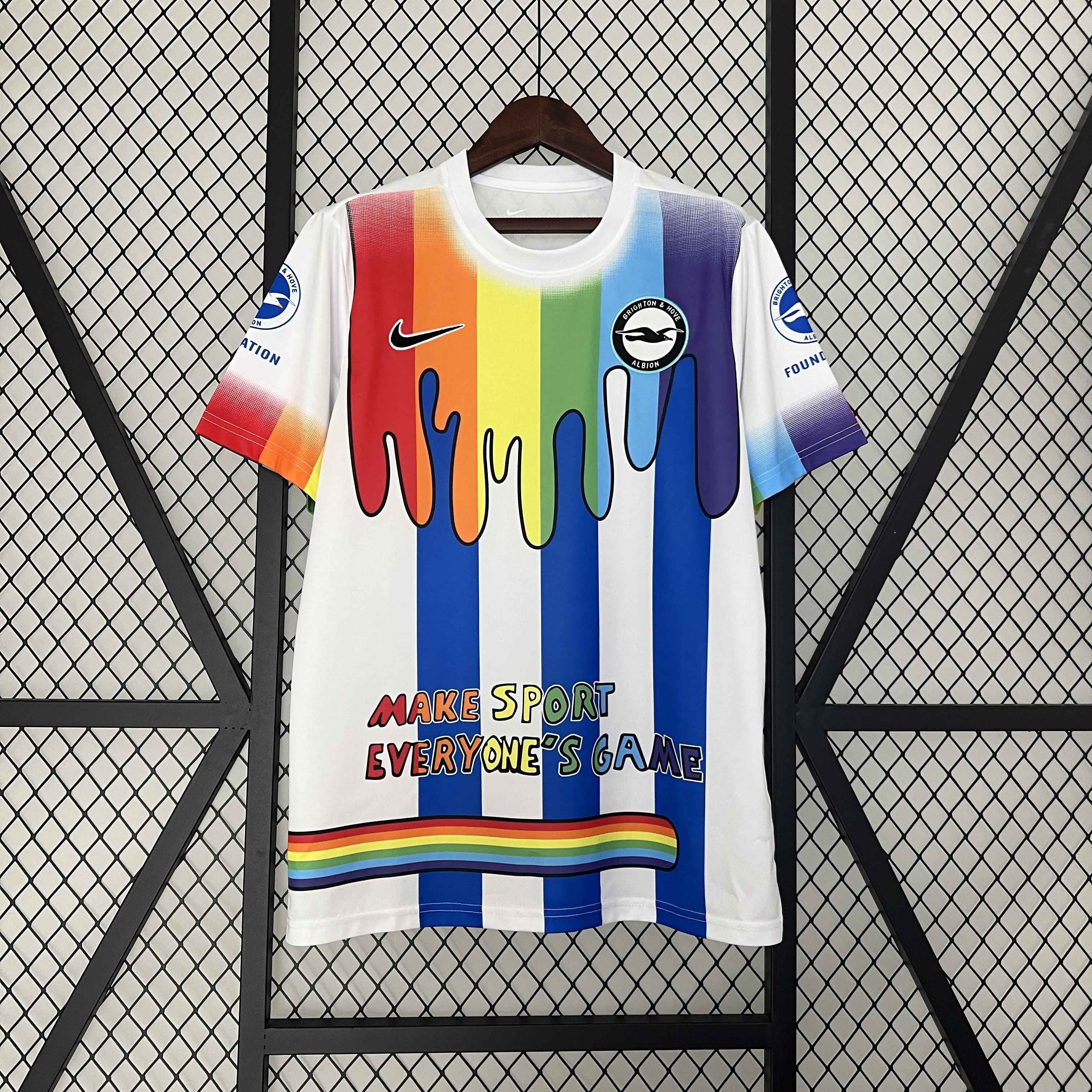 Brighton & Hove Albion Football Jersey Rainbow Laces Pre-Match Custom Shirt 2024/25 - ujerseystore