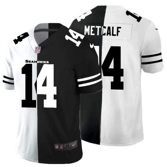 Men's Seattle Seahawks #14 D.K. Metcalf Black White Limited Split Fashion Football Jersey - Ujersey