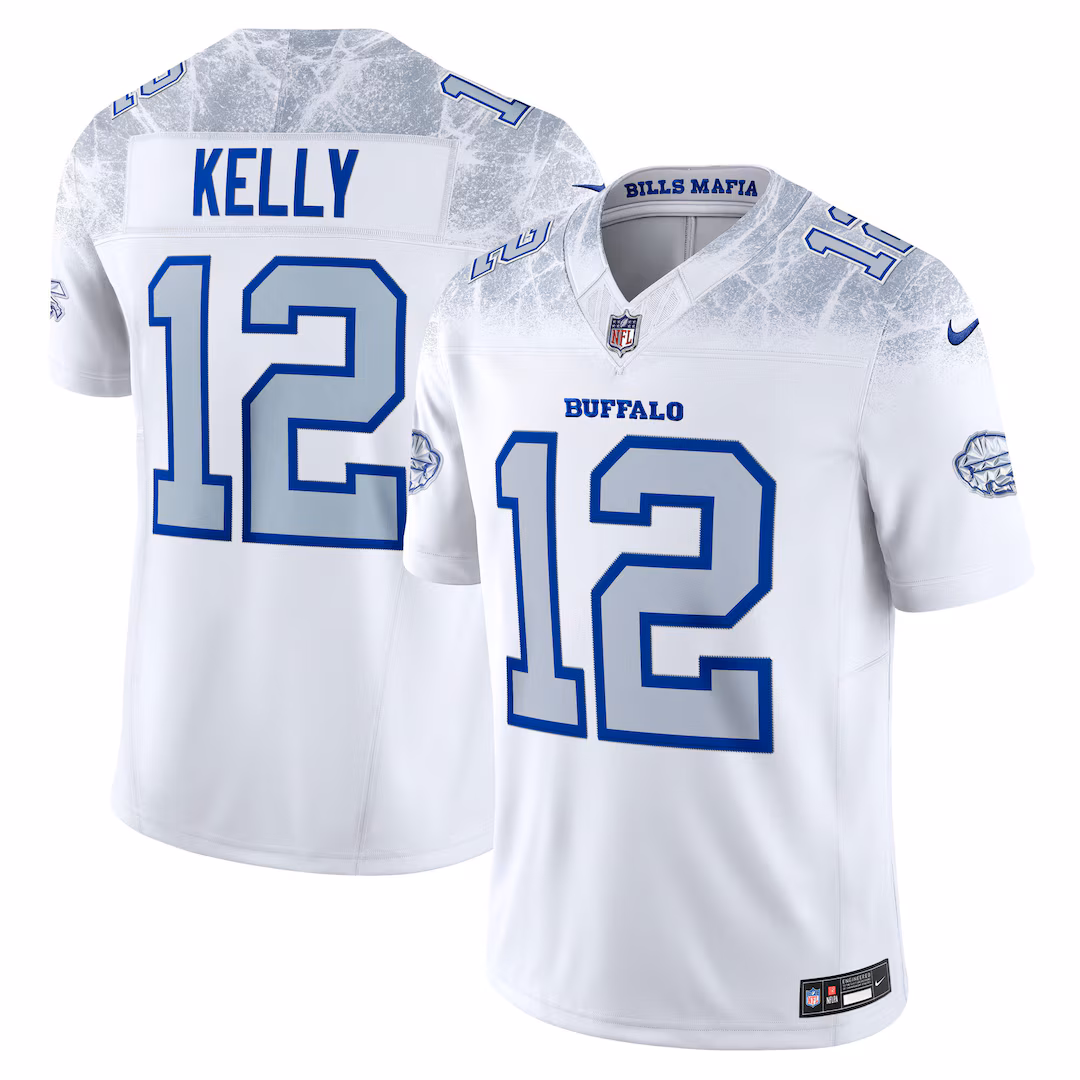Men's Buffalo Bills Jim Kelly Nike White 2025 Rivalries Collection Stitched Limited Jersey - Ujersey
