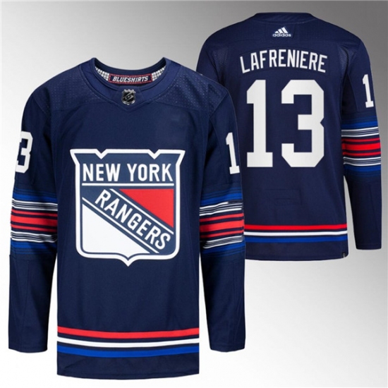 Men's New York Rangers #13 Alexis Lafreniere Navy Stitched Jersey - Ujersey
