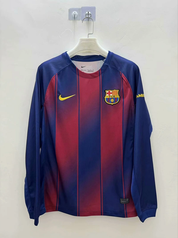 Barcelona Home Long Sleeve Soccer Jersey Custom Shirt 2025/26 - Ujersey